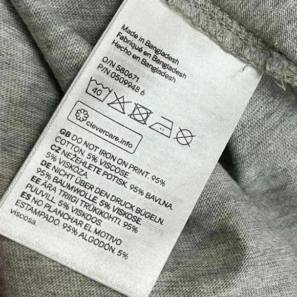 H&M Label Of Graded Goods NYC Logo Light Gray Crew Neck Cotton Blend Tee Size L - Picture 10 of 11